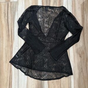 New York & Company Black Lace Top